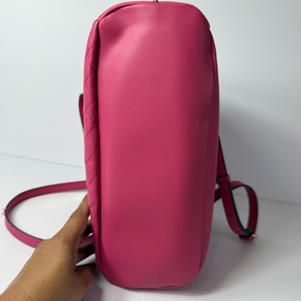 Trina Turk Fuchsia Quilted Satchel Bag with Gold Hardware - Hot Pink Crossbody - Picture 7 of 16